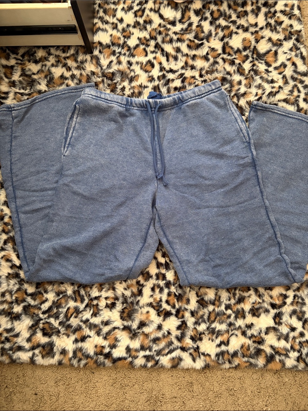 Pink Rose Light Blue Drawstring Track Pants